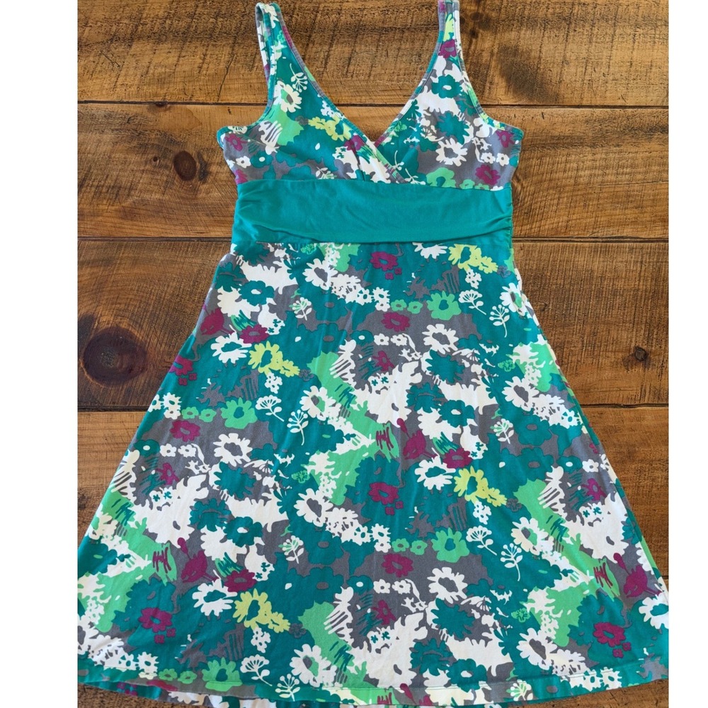 Patagonia Womens Worn Wear Margot Green Floral Tank Organic Cotton Dress Medium - Picture 2 of 9